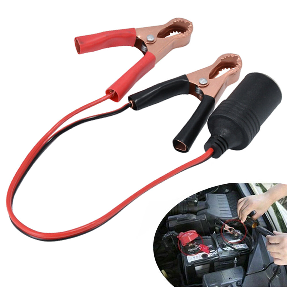 Socket To Car Battery Alligator Clip Power Adapter
