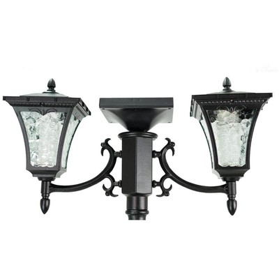 SunRay Solar Lamp Post + Planter 2-Light Integrated LED Dusk/Dawn Aluminum Black