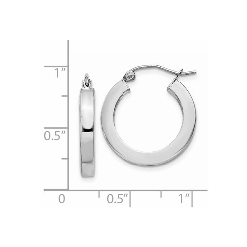 Pre-owned Goldia Jewelry Women's Earrings 14k White Gold Square Tube Rhodium Plated Hoop, 20 Mm