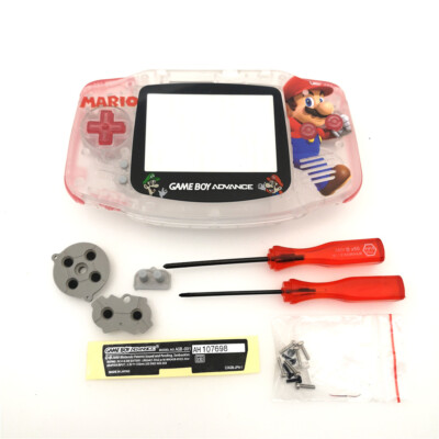 Super Mario Full Housing Shell Case for Gameboy Advance GBA -Clear White