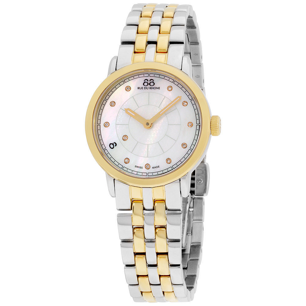 Pre-owned Rue Du Rhone 88  87wa120059 Women's Dress Double 8 Origin Two-tone Diamond Watch