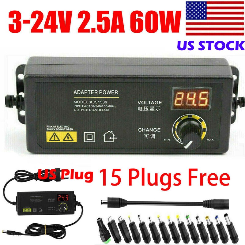 60W Power Supply DC 3V~24V Adjustable Variable Universal Switching AC/DC