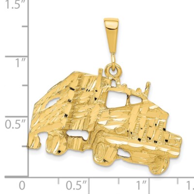 Pre-owned Superdealsforeverything Real 10kt Yellow Gold Solid Diamond-cut Semi With Trailer Charm