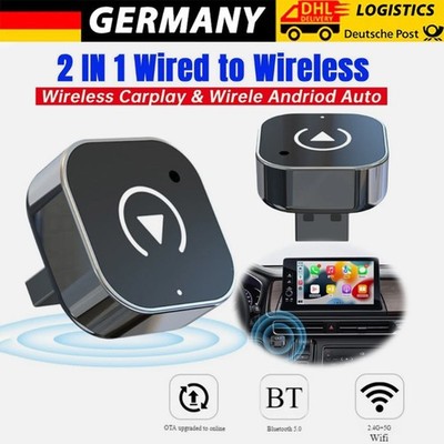 2-in-1 Wireless CarPlay Android Auto Adapter Plug & Play USB for iPhone Android