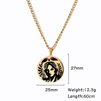 Greek Mythology Pendant Necklace Stainless Steel Pendants Jewelry Vintage Choker