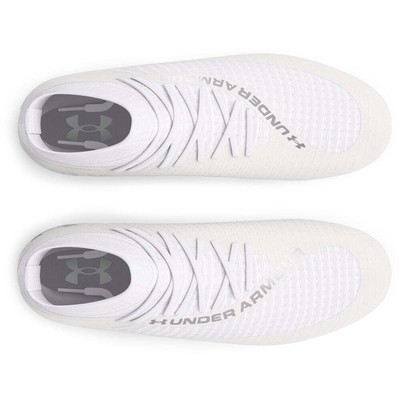 Pre-owned Under Armour Men's Ua Highlight 2 Mc Knit Football Cleats White/white/metallic S In White-white-metallic Silver