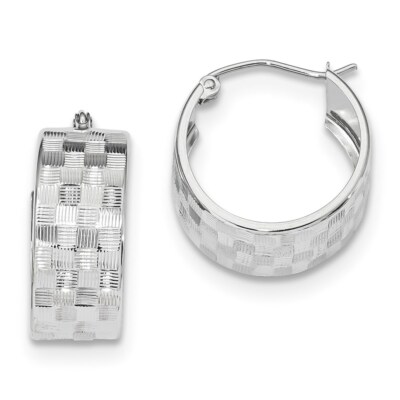 Pre-owned Superdealsforeverything Real 14kt White Gold Diamond Cut Hoop Earrings