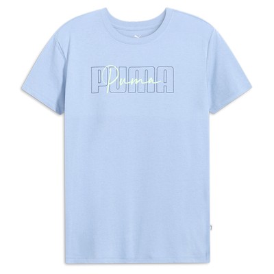 Футболка с круглым вырезом и коротким рукавом с логотипом Puma Script, женские синие повседневные топы 68222920