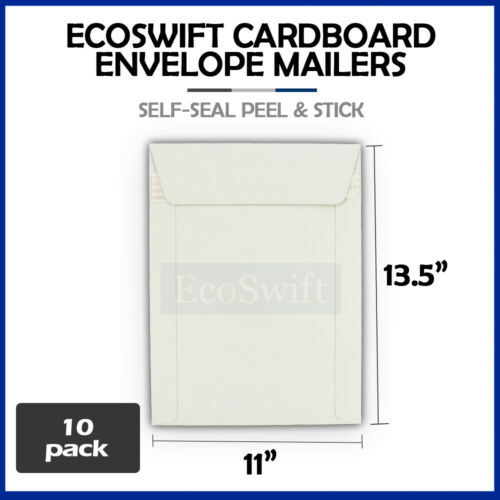 10 - 11 x 13.5 EcoSwift Self Seal White Shipping Flats Cardboard Envelope Mailer