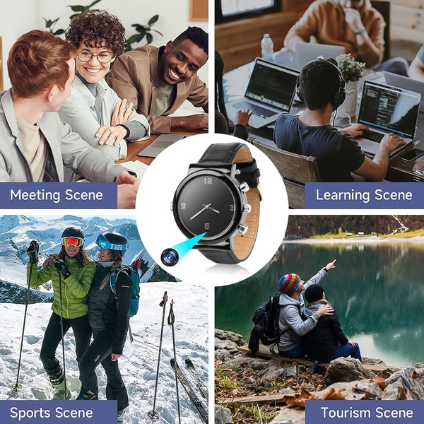 Diverse lifestyle scenes with smartwatch technology included.