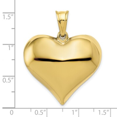 Pre-owned Superdealsforeverything Real 10kt Yellow Gold Polished 3-d Heart Pendant