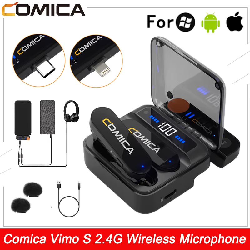 Vimo S 2.4G Wireless Lavalier Microphone Compact Lapel Microphone With Charging