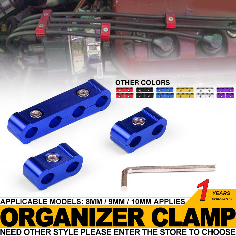 3Pcs Blue Aluminum Engine Spark Plug Wire Separator Divider Organizer Clamp Kit eBay