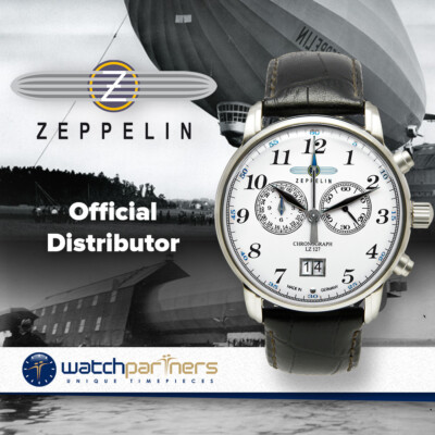 Pre-owned Zeppelin Lz127 Count 7686-1 Quartz Watch Swiss Ronda Movement 50m Wr White Dial