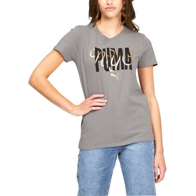 

Puma Nyc Script Crew Neck Short Sleeve TShirt Womens Size  Casual Tops 8497567, Grey