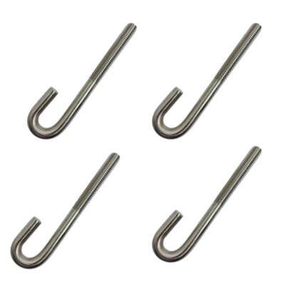 Marine Boat 5/16'' x 3'' J Bolt Spring Hook J-Bolt J Hook Stainless Steel 4 Pcs 