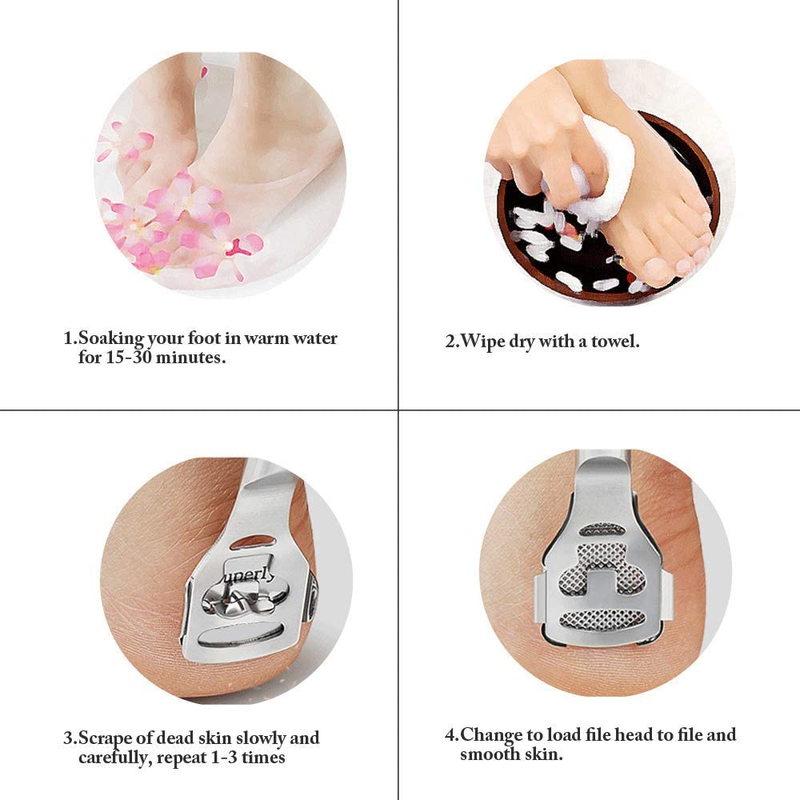 Foot Care Pedicure Callus Shaver Hard Skin Remover Wood Handle 10 Blades