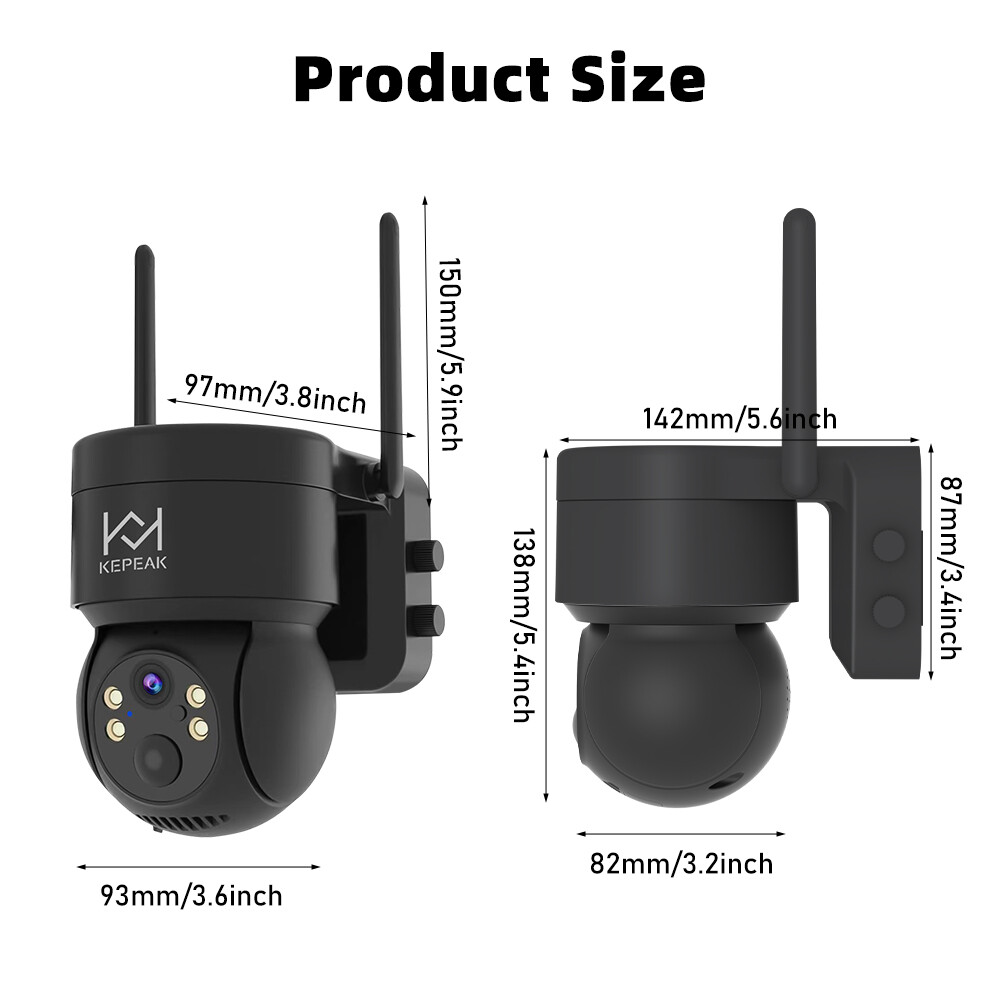 Solar Battery Powered Wireless WiFi Outdoor Pan/Tilt Home Security Camera System