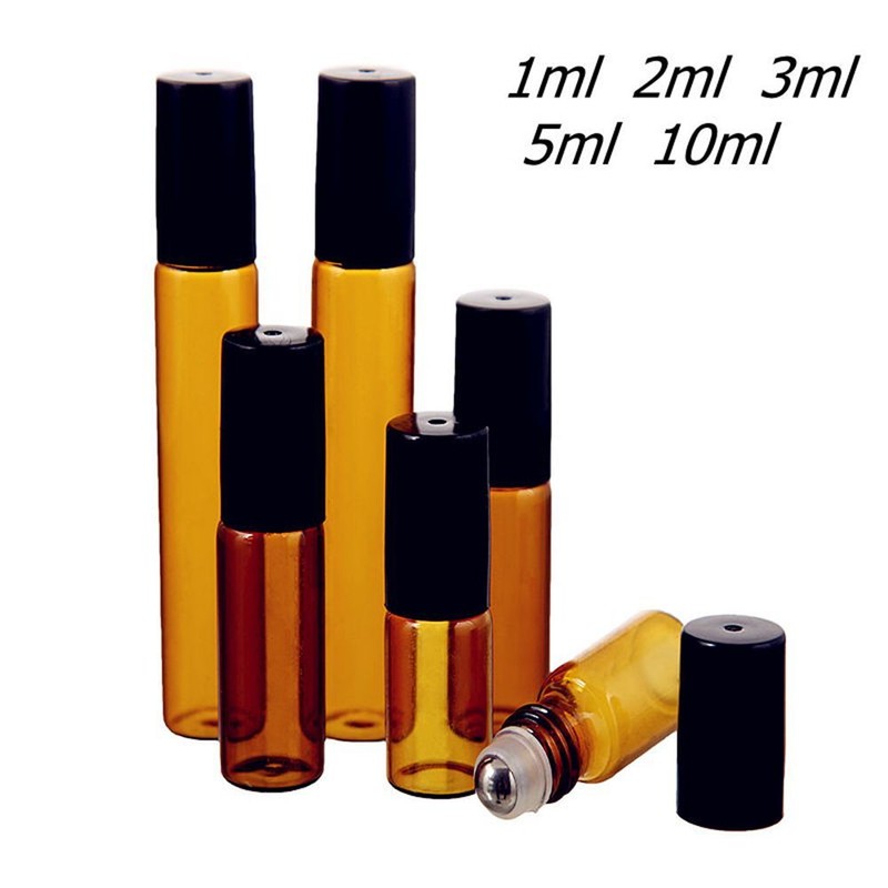 Refillable Empty Essential Oil Bottle Amber Container Perfum