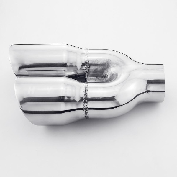 picture 9 of Pair Quad 3 inch Out Exhaust Tips 2.25 inch In Staggered Stainless Dual Wall Angle Cut