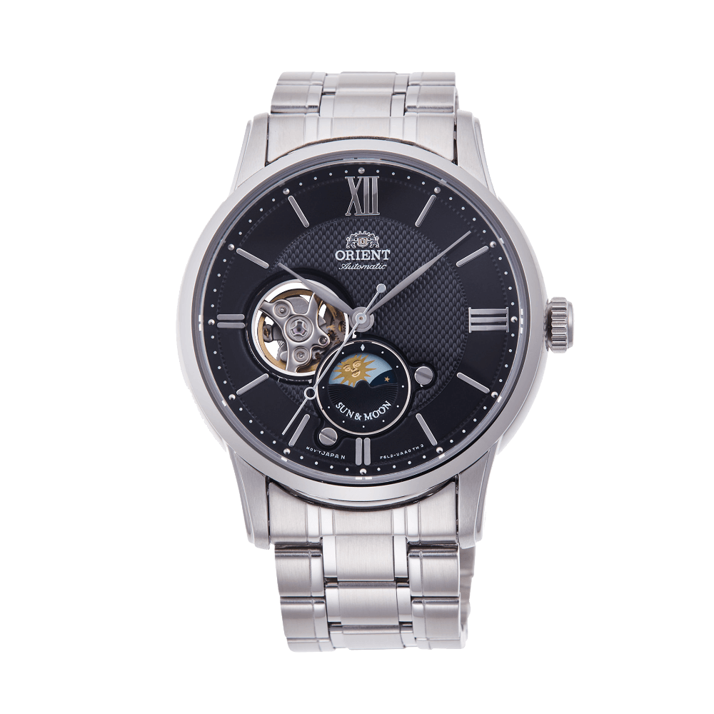 Pre-owned Orient Sun & Moon Automatic As0002b Semi Skeleton Sapphire Crystal Made In Japan