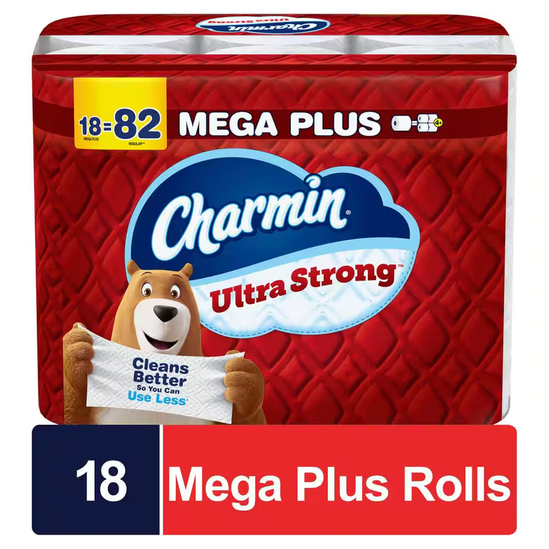 Charmin Ultra Strong Toilet Paper 18 Mega Plus Rolls 2 Ply Soft Tissue Bulk Pack