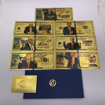 7pc/set 2024 President Trump Gold Foil Banknote Trump Gold Foil Cards Collection