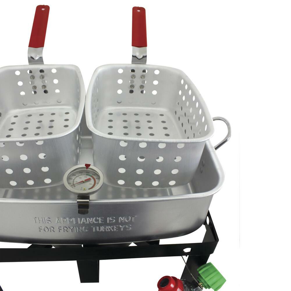 Commercial Grade Propane Gas Dual Basket Outdoor Fryer 18 Qt Deep Fry Fish Wings