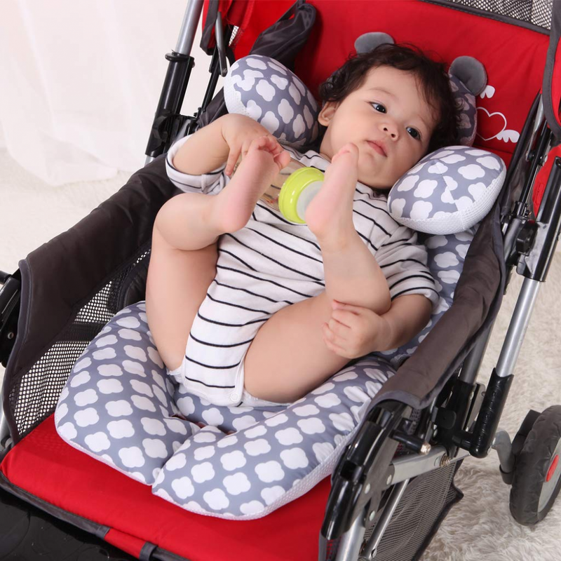 Infant Car Seat Insert, Cotton Baby Stroller Liner Head Body Support Pillow, Pad