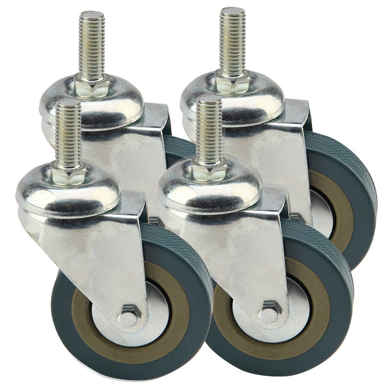 4 x 75mm Rubber PU Swivel 200kg Castor Wheels Trolley Furniture Caster