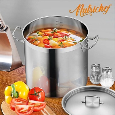 NutriChef 30QT Stockpot Stainless Steel w18.35"xh14.15" Induction Compatible