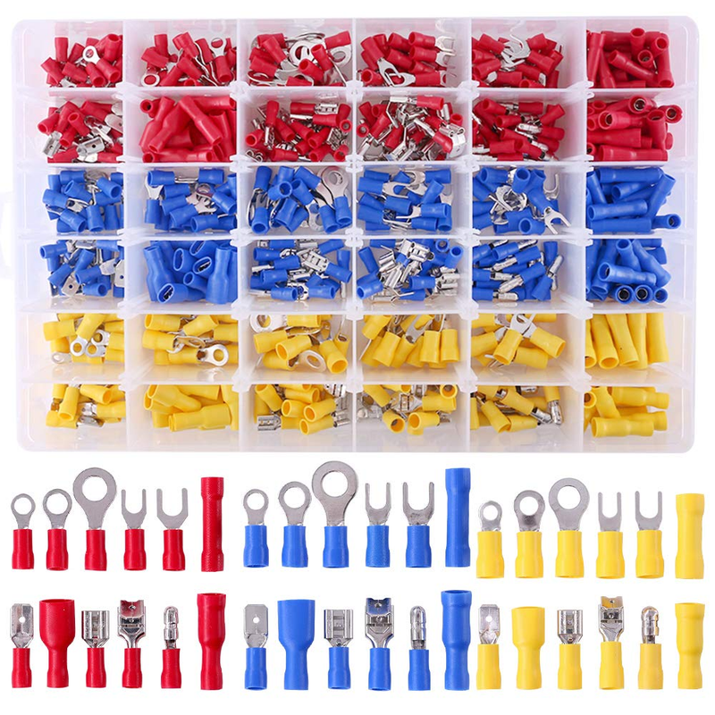 540pcs 22-16/16-14/12-10 Gauge Mixed Quick Disconnect Electrical Insulated Butt