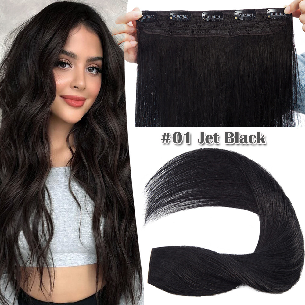 8"24" CLIP IN 100 Human Hair Extensions Half Full Head Black Brown