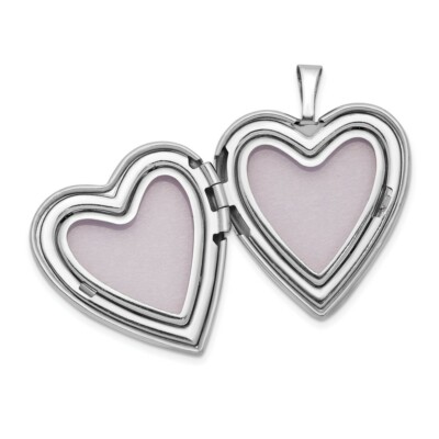 Pre-owned Skyjewelers Real 14kt 20mm White Gold Plain Polished Heart Locket