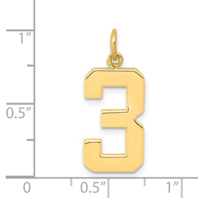 Pre-owned Superdealsforeverything Real 14kt Yellow Gold Casted Large Polished Number 3 Charm