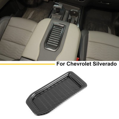 Carbon Center Console Armrest Box Bezel Cover Trim For Chevy Silverado 19+ /GMC