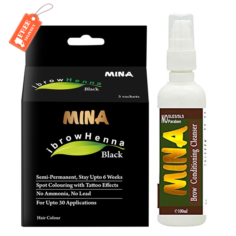 MINA Ibrow Hair Colr with Cleanser for Professional Coloring, Covers Gray Hair,