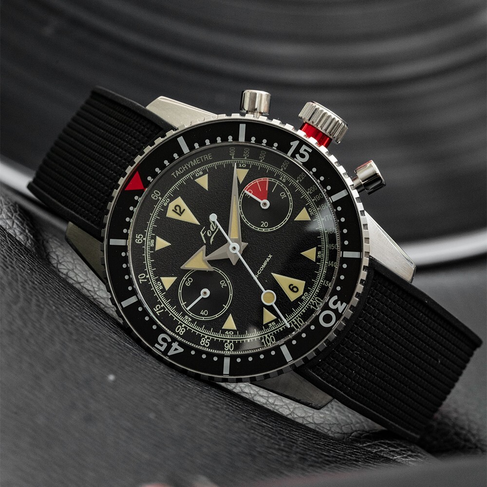 Pre-owned Merkur Men Chronograph Watch Manual Wind Mechanical Wristwatch St2901 Black Dial