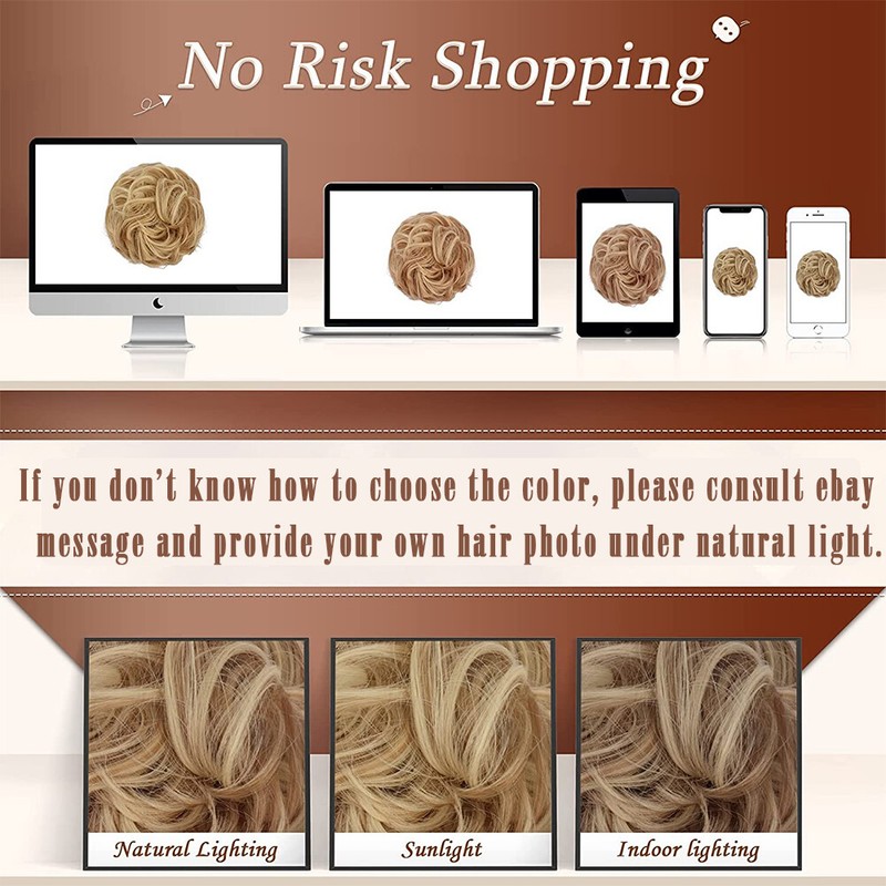 Blonde Real Natural Clip on in Messy Bun Hair Piece Extension Hair Claw Updo US