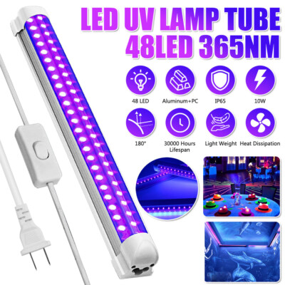 365nm/395nm 48LED UV Light Bar Tube Blacklight Ultraviolet Lamp DJ Party Club US