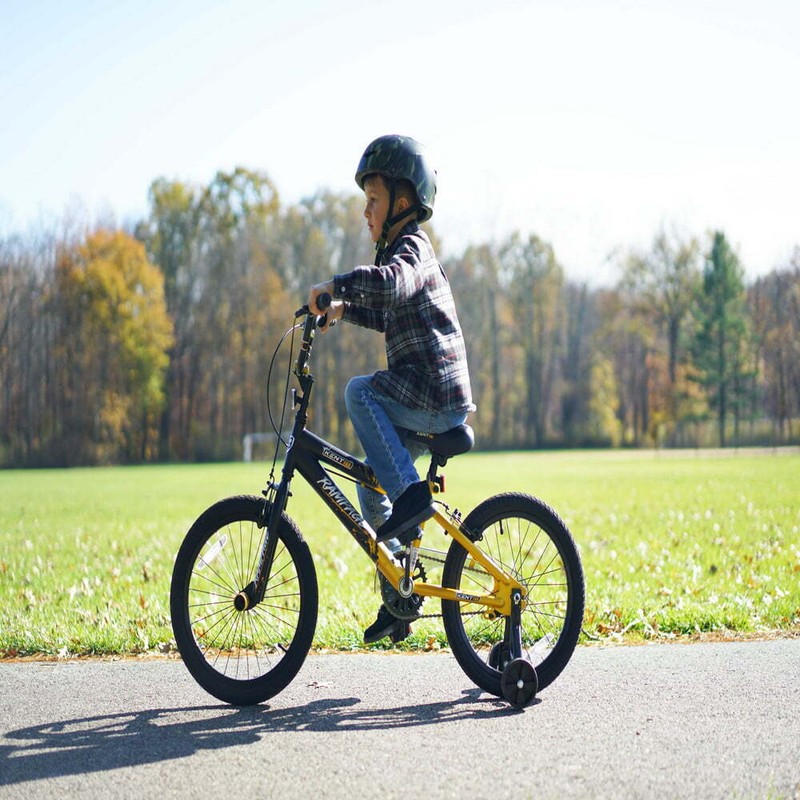 Little Boys Bike Kids BMX Bicycle 18 In w/Training Wheels Hand Brakes Gold Black