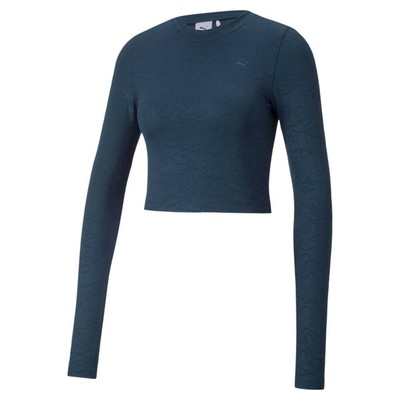 

Puma Inland Cropped Crew Neck Long Sleeve Pullover Shirt Womens Blue Casual 5358, Синий