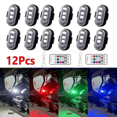 12Pcs 8Colors Rechargeable Flashing Warning Lights Wireless LED Strobe Light RGB