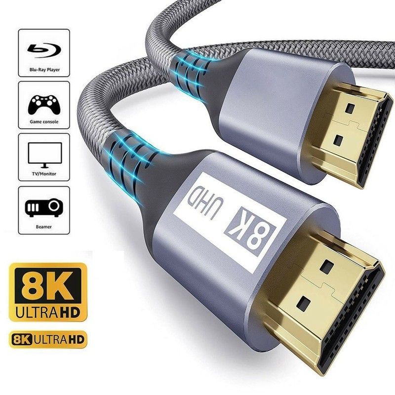 HDTV 4K@120Hz HD Cord 8K @60HZ HDMI-compatible 2.1 Cable For PS5 XBox Projector