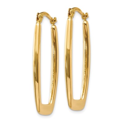 Pre-owned Superdealsforeverything Real 14kt Yellow Gold Polished 2.25mm Rectangle Hoop Earrings