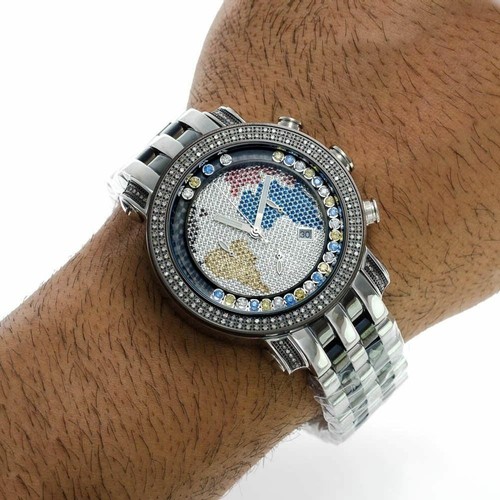 Pre-owned Joe Rodeo Men's Diamond Watch  Classic Jcl40(w) 1.75 Ct World Map Dial In White