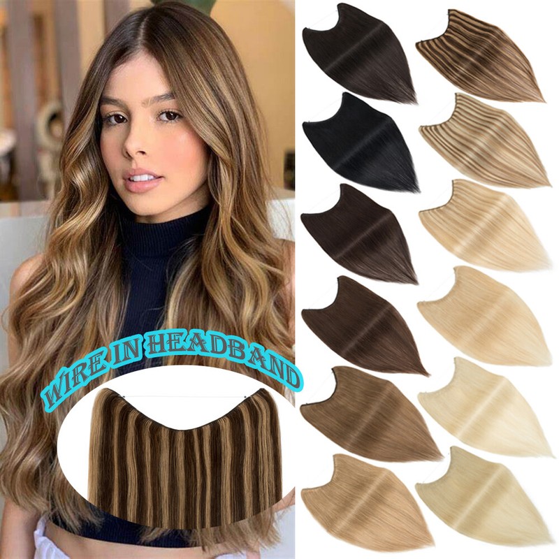 Hidden Secret Human Hair Extensions Wire In Hair Crown Headband 100% Real Remy