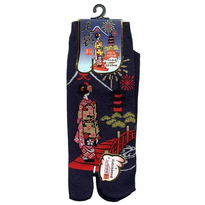 Casual Tabi Socks Japanese Pattern Like Tabi Maiko Kimono 22-25cm Dark Navy