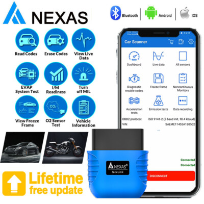 NEXAS NexLink Bluetooth Diagnostic Scanner for iPhone & Android OBD2 Code Reader