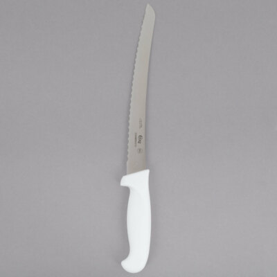 Choice 10'' White Curved Serrated Edge Bread Knife, NSF Listed